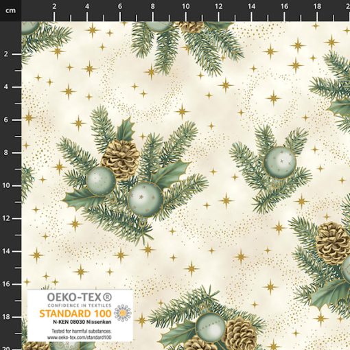 Bomuld med juleprint "Christmas Time"