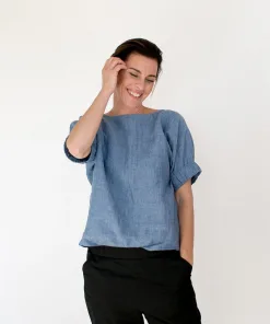 The Assembly Line Cuff Top blå tøjdesign mønster