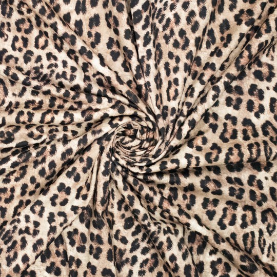 Vævet bomuld med stræk og leopardprint