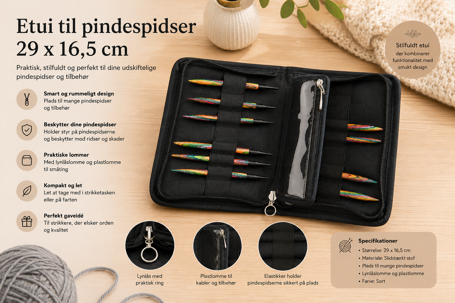 Etui til pindespidser 29 x 16.5 cm