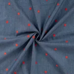 Chambray med broderede hjerter