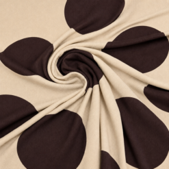 Præget beige viskose med store brune bomber