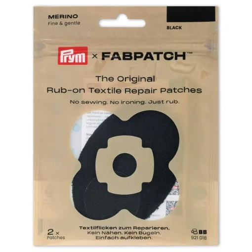 Fabpatch merino sort (2) selvklæb