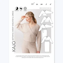 Named Clothing | Kajo batwing wrap sweater & kjole str. 32-56