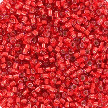 Miyuki delica's 11/0 - silverlined dyed red 602