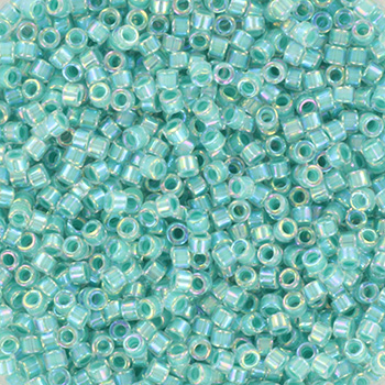 Miyuki delica's 11/0 - green lined turquoise crystal ab 79